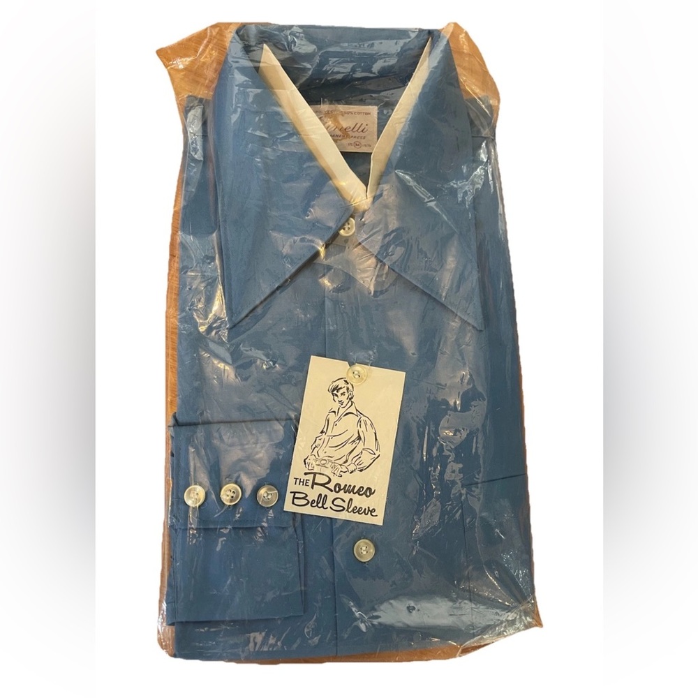 🆕Ginelli Italy men’s Medium 15-15.5 Vintage 1960s Deadstock blue Romeo bell slv - Picture 13 of 13